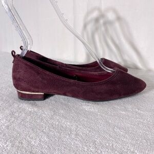 Chelsee Burgundy Faux Suede Round Toe Ballet Flats 8 NWT Twee Boho Fairy